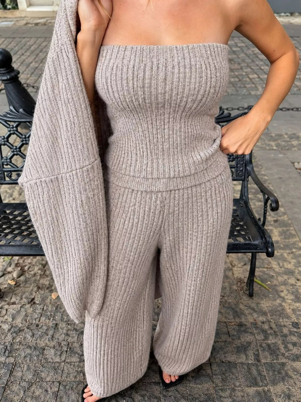 Ribbed Knit Three-Piece Sweater Set – Closet Crush
